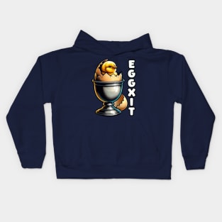 Eggxit Cute Chick Egg Pun Kids Hoodie